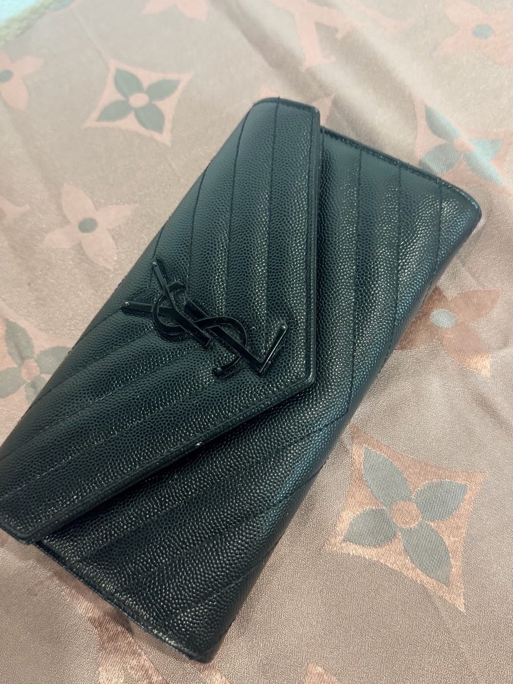 Saint Laurent Black Quilted Leather Envelope Wallet
